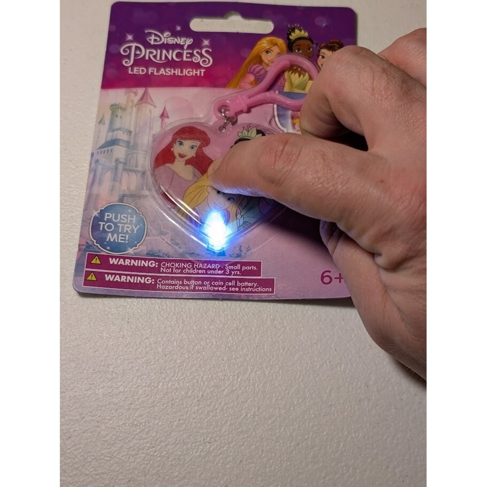 Disney Princess LED Flashlight Keychain -Ariel, Rapunzel & Tiana  Packaging Wear - Picture 2 of 3